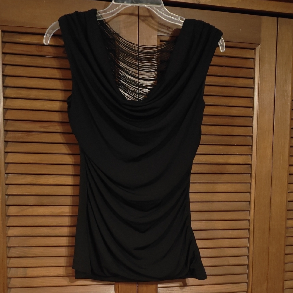 NWT BCX Black Draped Sleeveless Blouse